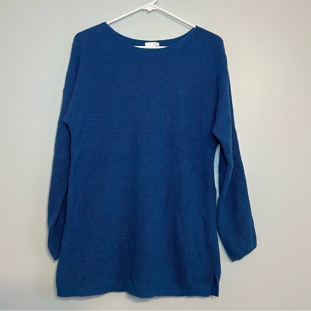 J Jill Womens Cotton Lyocell Crew Neck Pullover Sweater Soft Sz S Blue Normcore